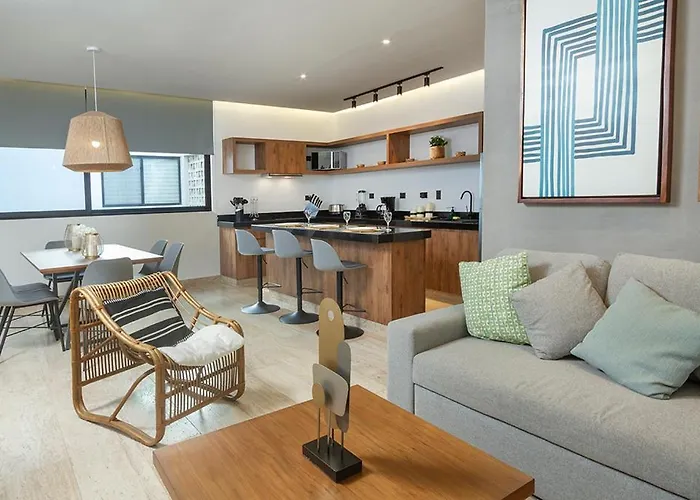 Moderno Depa 2br Con Alberca En Rooftop 5ta Avenida * Playa del Carmen
